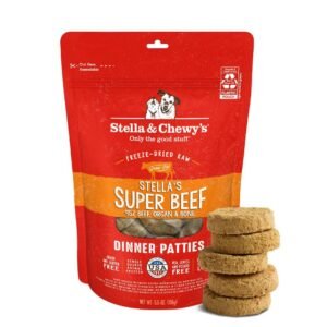 Stella & Chewy's SuperBlends Raw Coated Wholesome Grains Grass-Fed Beef, Beef Liver & Lamb Recipe with Superfoods Dry Dog Food, 21-lb bag