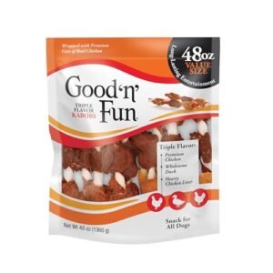 Good 'n' Fun Triple Flavor Kabobs Chicken, Duck & Chicken Liver Dog Treat Chews, 18 count