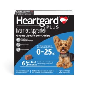 Heartgard Plus Chew for Dogs, up to 25 lbs, (Blue Box), 6 Chews (6-mos. supply)