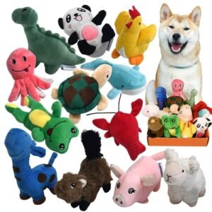 Multipet Loofa Dog The Original Squeaky Plush Dog Toy, Color Varies, Small