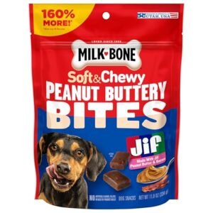 Milk-Bone Peanut Buttery Bites with Real Peanut Butter & Bacon Soft & Chewy Dog Treats, 4.5-oz bag