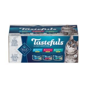 Blue Buffalo Tastefuls Tuna, Chicken, Fish & Shrimp Variety Pack Flaked Canned Cat Food, 3-oz can, case of 12