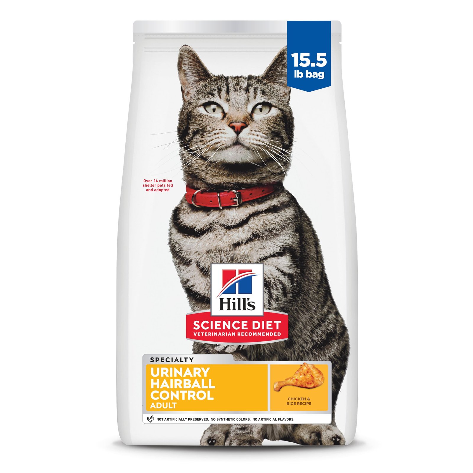 Hill's Science Diet Adult Urinary & Hairball Control Chicken Recipe Dry Cat Food, 15.5-lb bag