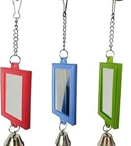 1Pc Random Color Pet Bird Mirror with Bell Interactive Parrot Toys for Parakeets, Conures, Canaries, Budgies Cage Accessories, Pet Supplies