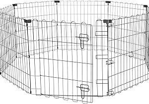 Foldable Octagonal Metal Exercise Pen for Dogs, Indoor/Outdoor, Single Door, 8 Panels, 24" Height, Extra Small, Easy to Assemble, Black