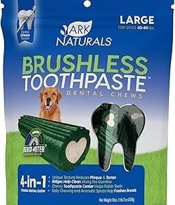 ARK NATURALS Brushless Toothpaste, Dog Dental Chews for Large Breeds, Freshens Breath, Helps Reduce Plaque & Tartar, 18oz, 1 Pack