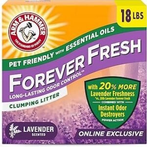 Arm & Hammer Forever Fresh Clumping Cat Litter Lavender, MultiCat Cat Litter Odor Control 18lb With 20% More Lavender Freshness, With Essential Oils