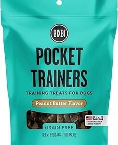 BIXBI Pocket Trainers, Peanut Butter - Training Treats for Dogs - Low Calorie All Natural Grain Free Dog Treats