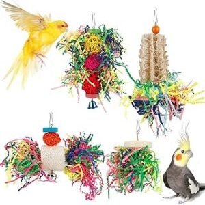 Foraging Toys Parakeet Chewing Hanging Toy Shredded Paper Bird Cage Accessories for Conure Cockatiel Budgies Lovebird Parrotlet