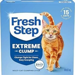 Fresh Step Extreme Clumping Litter With Febreze Freshness, Mountain Spring Scent Clumping Cat Litter With Guaranteed Odor Control, 14 lb. Box