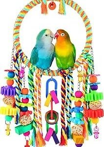 KATUMO Bird Toys, Bird Swing Toy Bird Perch with Colorful Chewing Toys, Suitable for Lovebirds, Finches, Parakeets, Budgerigars, Conure ect Small Birds