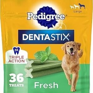 Pedigree Dentastix Dog Dental Treats, Large Breed Dog Treats, Fresh Flavor, 1.87 lb. Bag (36 Treats Total)