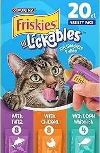 Purina Friskies Lil’ Lickables with Chicken, with Tuna or with Ocean Whitefish Variety Pack Lickable Cat Treats  - 10 oz. (Pack of 20)