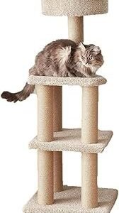 Cat Tree Tower - Multi-Level Climbing Activity Center for Indoor Cats & Kittens with Scratching Posts, Platform, Jute Rope, Large (45.9"H), Beige