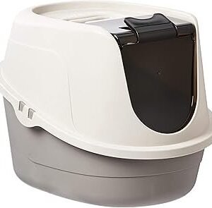 No-Mess Hooded Enclosed Cat Litter Box with Odor Control and Swinging Door, Standard, 21" x 16" x 15", Multicolor