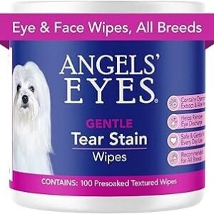 Angel's Eyes Gentle Tear Stain Wipes for Dogs and Cats - 100 Ct - Presoaked Textured (AEGTSW100)
