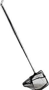 AQUANEAT Aquarium Net with Extendable Long Handle, Adjustable Wastes Skimming Cleaning Tools for Fish Tanks, 3 inch