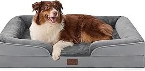Bedsure Orthopedic Dog Beds Large Sized Dog - Washable Large Dog Cat Bed Waterproof, Comfort Dogs Couch Sofa with Washable Removable Cover, Pet Bed with Nonskid Bottom, Grey, 35"