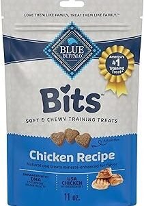 Blue Buffalo Bits Soft Dog Treats for Training, Made with Natural Ingredients & Enhanced with DHA, Chicken Recipe, 11-oz Bag