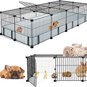 BUCATSTATE Guinea Pig Cages for 2, 20 Panels Guinea Pigs Playpen with Waterproof Mat, Metal Rabbit Cage Indoor for Hedgehogs, Quail, Chickens (56" L x 24" W x 12" H)