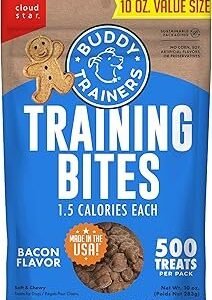 Buddy Biscuits Trainers 10 Oz. Pouch of Training Bites Soft & Chewy Dog Treats Made with Bacon Flavor