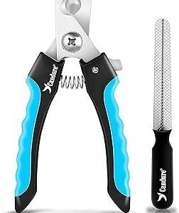 Candure Dog Nail Clippers and Trimmer with Safety Guard to Avoid Over-Cutting Toe Nails Professional Grooming Pet Nail Clipper with Nail File for Small Medium-Large Breeds