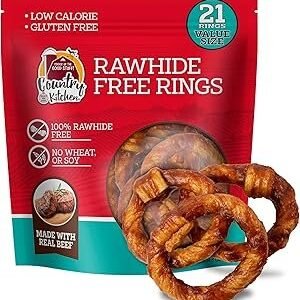 Country Kitchen Rawhide Free Beef Rings Dog Chews, Made with Real Beef, Highly Digestible, Gluten Free