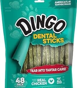 Dingo Dental Sticks 48 Count, Natural Chewing Action Helps Clean Teeth
