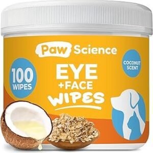 Dog Eye Wipes - Hypoallergenic Eye & Face Wipes for Dogs, Cats, & Puppy - Pet Tear Stain Remover & Cleaner - Gently Cleans & Removes Discharge, Crust, & Gunk (Coconut)
