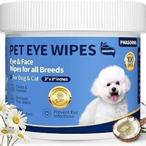 Dog Eye Wipes, Tear Stain Remover for Dogs & Cats, Gently Remove Tear Stain, Eye Debris, Discharge, Mucus - 100pcs