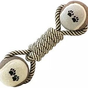 Dog Rope Chew Toy with Tennis Balls – Durable Dental Tug Toy for Puppies & Small to Large Dogs