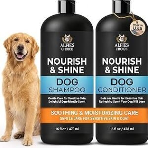 Dog Shampoo and Conditioner Set | 16 fl oz Each | Lavender & Rosemary with Biotin | for Itchy, Dry & Sensitive Skin | Detangling & Moisturizing for All Breeds & Puppies | Made in USA