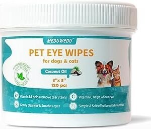 Eyes Wipes for Dogs & Cats 120 Counts, Grooming Kit Care for Dogs and Cats, Prevent Tear Stains, Eye Debris, Discharge, Mucus Secretions,Coconut Scent