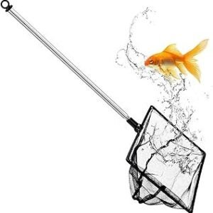 Fish Net for Fish Tank, Fine Mesh Aquarium Net with 9-24 Inch Stainless Steel Long Handle, Extendable Fishing Tank Net for Fish Shrimp Tank, Pond, Creek (4 inch)
