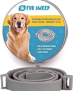 Fur Sweep Soft-Touch Adjustable Dog Collar – Lightweight Water-Resistant Eco Recycled TPE, Hypoallergenic Comfort, Trim-to-Fit 62 cm (24 in) Length for Small, Medium & Large Pets, Cat Collar Gray