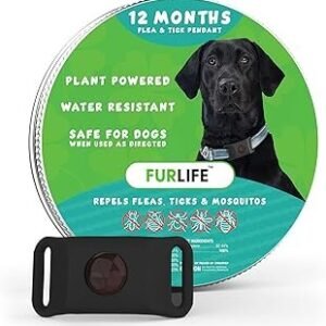 FurLife Black Dog Tag, Flea and Tick Prevention for Dogs - Waterproof Pendant for Collar, Safe for All Breeds