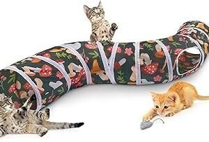 Glittme Cat Tunnel, Cat Tunnels for Indoor Cats, S-Shape Cats Cave with Cat Toys, Foldable Cat Tubes and Tunnels for Cats, Rabbit, Puppy, Guinea Pig