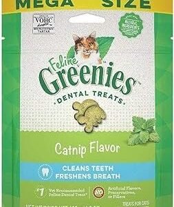 Greenies Cat Treats, Feline Veterinarian-Recommended Adult Natural Dental Treats, Catnip Flavor, 4.6 oz. Pouch