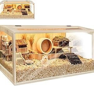 Hamster Cage Chewproof, Large Hamster Cages and Habitats, Openable Top with Acrylic Sheets, Solid Built