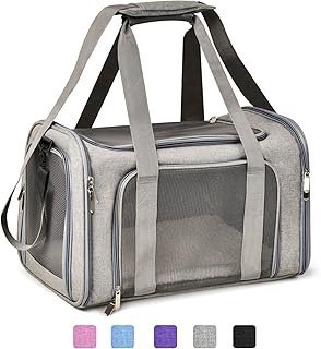 Henkelion Cat Carriers Dog Carrier Pet Carrier For Small / Medium Cats Dogs Puppies (Up To 15lbs), TSA Airline Approved Small Dog Carrier Soft Sided, Collapsible Waterproof Travel Puppy Carrier - Grey