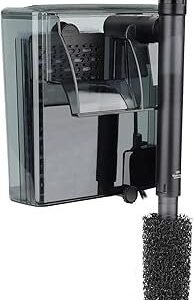 hygger Aquarium HOB Filter 105 GPH for 10-20 Gallon Fish Tank Power Filter with Adjustable Water Flow Extendable Intake Tube External Hang-On Back