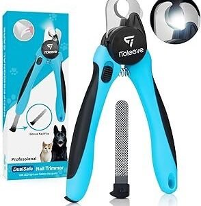 LED Dog Nail Clipper with Light, Illuminates Nails or Bloodline for Safe and Easy Trimmers, Extra Sharp for Thick Nails, Quick Sensor, Avoid Over Cutting Toenail, for Cats & Dogs