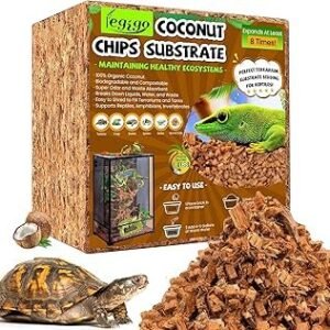Legigo 10LBS Coconut Chip Substrate for Reptiles, 72QT Natural Coco Husk Chip Reptiles Bedding, Compressed Coconut Chip Substrate for Snake, Tortoise, Ball Python, Gecko, Lizard Terrarium Tanks