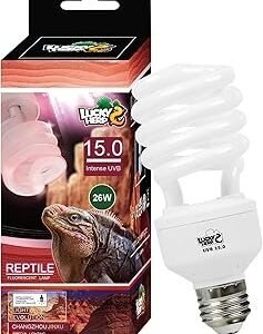 LUCKY HERP 26W UVB 15.0 Intense UVA UVB Compact Flouorescent Lamp Desert Terrarium Light Bulb for Reptile and Amphibian