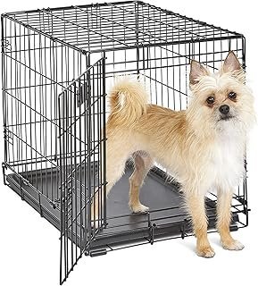 MidWest Homes for Pets 24-Inch iCrate for Small Breeds, 12-20 lbs, Single Door Folding Dog Crate with Divider Panel, Leak-Proof Tray & Secure Latch, Portable, Durable & Easy to Assemble