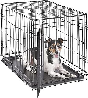 MidWest Homes for Pets 30-Inch iCrate for Medium Breeds, 21-40 lbs, Single Door Folding Dog Crate with Divider Panel, Leak-Proof Tray & Secure Latch, Portable, Durable & Easy to Assemble