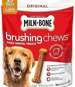 Milk-Bone Brushing Chews Original Chicken Flavor Daily Dental Dog Treats, Large, 33.7 Oz. Bag