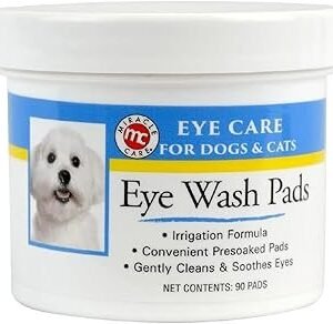 Miracle Care Eye Wash Pads, 90 Single Use Pre-Soaked Pads to Gently Clean and Soothe Dog and Cat Eyes; Non Stinging Formula to Remove Eye Debris