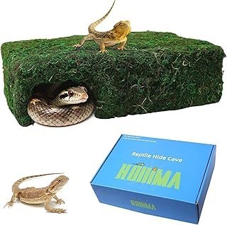 Mossy Cave Hide for Reptiles, Lizard Moss Hideout with Safe Shelter, Snake Cave Hut for Themed Terrarium Ideal for Gecko Hamster Snake to Rest & Hide