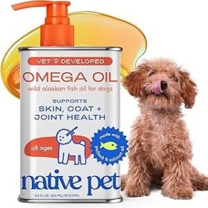 Native Pet Omega 3 Fish Oil for Dogs & Cats – Wild Alaskan Salmon Oil for Dogs Skin and Coat, Supports Joints, Heart & Shedding – Fast-Absorbing Omega 3 6 9 Liquid Supplement – 8oz